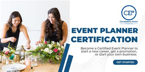 Event planning certification. This is a comprehensive overview course where you’ll learn the building blocks of hosting and managing safe, effective events. You will explore a wide range of event types from corporate to special events. This program covers topics such as risk management, site selection, contracts, marketing and budgeting of various event types. 