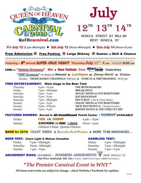 EventSchedule - QUEEN OF HEAVEN CARNIVAL