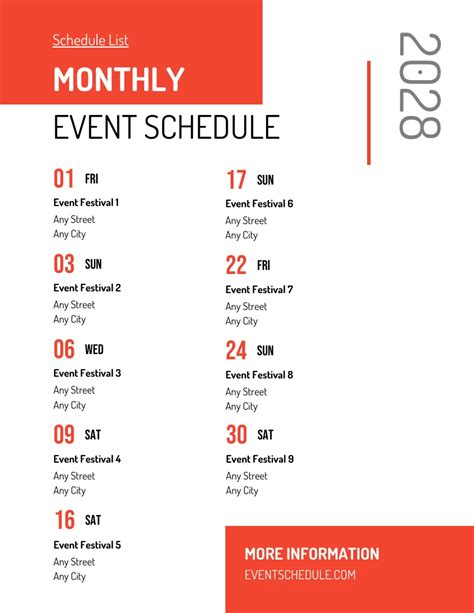 Events Schedule