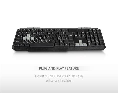 Everest KB-700 Black USB Arabic-US layout Multimedia Keyboard.
