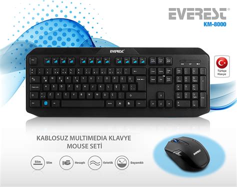 Everest KM-8000 Siyah Kablosuz F Multimedia .