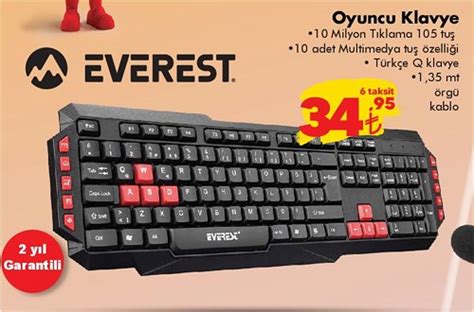 Everest oyuncu klavye şok