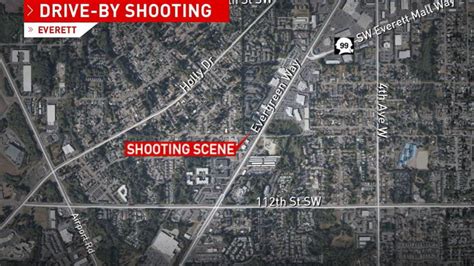 Everett drive by shooting. EVERETT, Wash. — A 20-year-old man was taken to the hospital with a gunshot wound following a shooting that occurred at an Everett apartment building Monday afternoon. Just after 2:30 p.m., the ... 