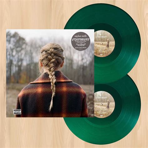 Evermore vinyl. Description. LABEL: Republic Records. VINYL RELEASE DATE: 5/28/2021. ORIGINAL RELEASE DATE: 2021. VARIANT: Green Vinyl 2LP. Double green colored vinyl LP pressing. Includes two bonus tracks. Taylor Swift's ninth studio album, evermore, is folklore's sister record. These songs were created with Aaron Dessner, Jack Antonoff, … 