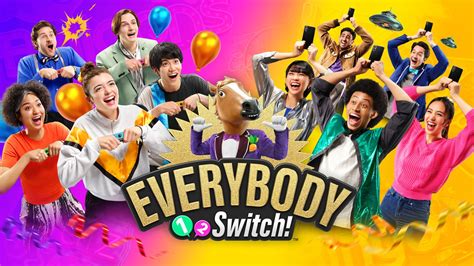 Everybody 1 2 switch. Whether you are summoning aliens or snapping colorful photos with your phone’s camera, mix up your next get-together with the Everybody 1-2-Switch!TM game. Grab some Joy-ConTM controllers* or a whole bunch of smart devices** for team-based games that are easy to set up with the help of your horse host Horace. Party sizes from 2-8 (Joy-Con ... 