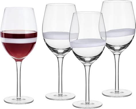 Everyday White by Fitz and Floyd Organic Band Set of 4 Red Wine …