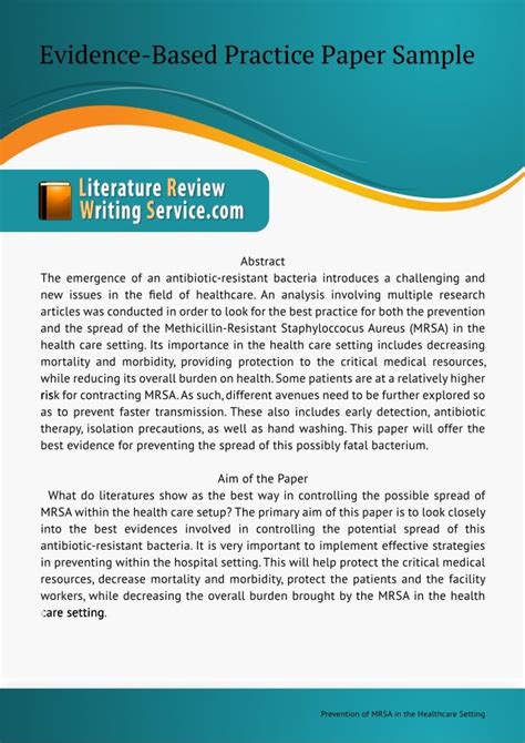 Evidence Based Practice Paper Example