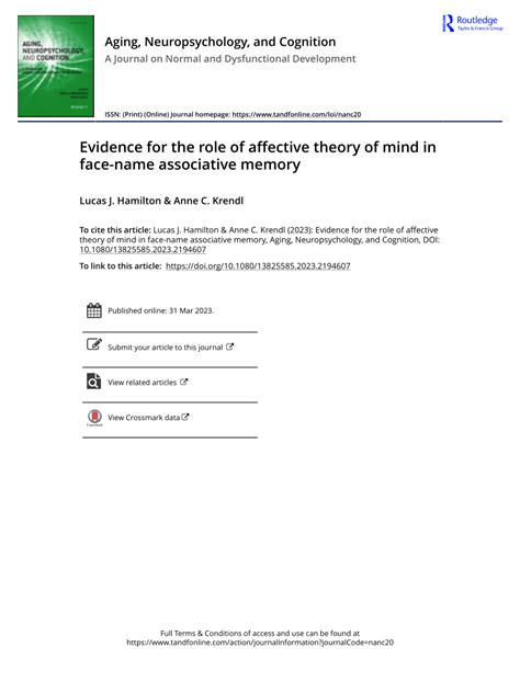 Evidence for the role of affective theory of mind in face-name ...