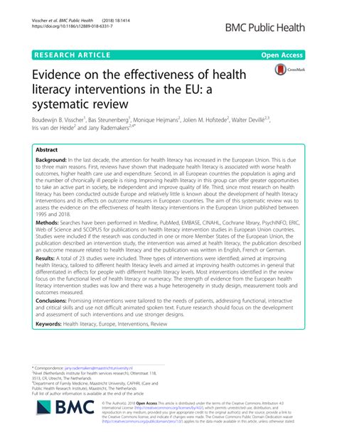 Evidence on the effectiveness of health literacy interventions …