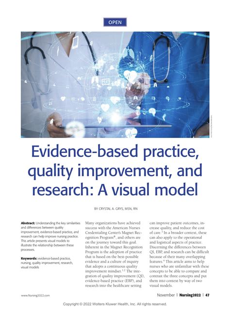 Evidence-Based Practice, Quality Improvement, and Research: …