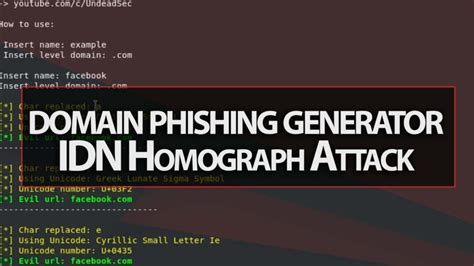 EvilURL An Unicode Domain Phishing Generator for IDN Homograph Attack PentestTools