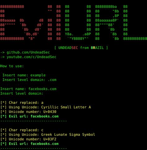 EvilURL An unicode domain phishing generator for IDN Homograph Attack. Security List Network™
