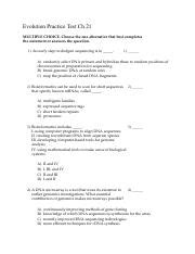 Evolution Practice Exam KEY