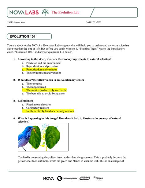 Evolution nova lab answers. Nova Evolution Lab ANSWER KEYMissions1-3 (1).pdf - Free download as PDF File (.pdf), Text File (.txt) or read online for free. Scribd is the world's largest social reading and publishing site. 