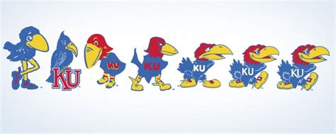 In 1923, Jimmy O'Bryon and George Hollingbery designed a duck-like Jayhawk. Around 1929, Forrest O. Calvin drew a grim-faced bird sporting talons that could maim. In 1941, Gene "Yogi" Williams opened the Jayhawk's eyes and beak, giving it a contentious appearance. It is Harold D. Sandy's 1946 design of a smiling Jayhawk that survives.. 