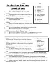 Evolution review worksheet pdf.  This document provides a review sheet for an e...