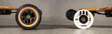 Evolve electric skateboard.  Street wheels are faster, more efficient and responsiv...