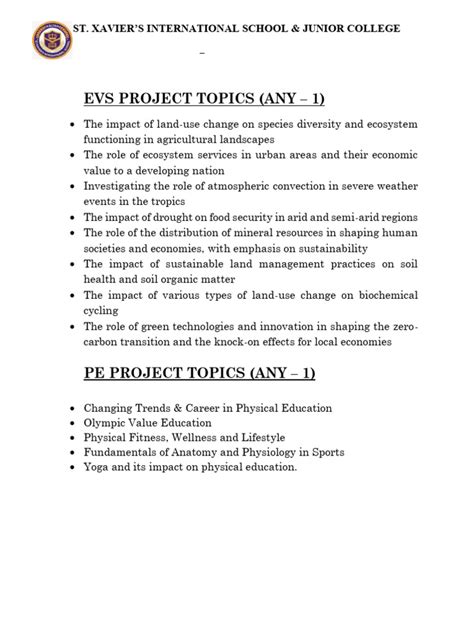 Evs Projects Topics For Students