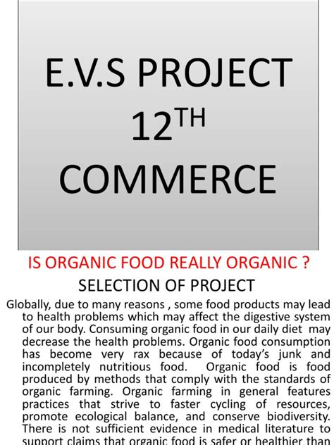 Evs project for 12th std commerce hsc. pptx), PDF File (.  Objective: Outlines the goals of the...