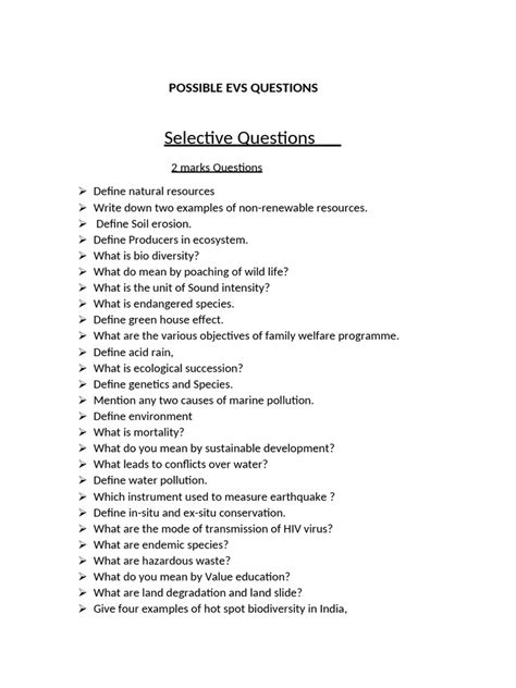Evs questions and answers pdf.  Environmental Studies Questions and Answers Papers ar...