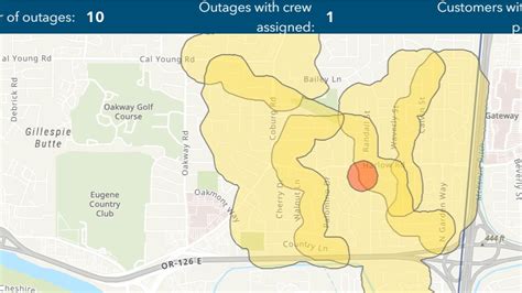 Eweb power outage. As of Sunday, January 14, the Eugene Water and Electric Board (EWEB) was reporting 61 outages in the area, with over 3,000 customers without power. Since then that number increased to 76 outages ... 