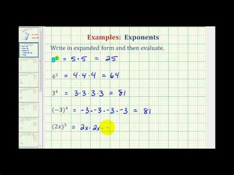Ex Expanding and Evaluating Exponential Notation YouTube