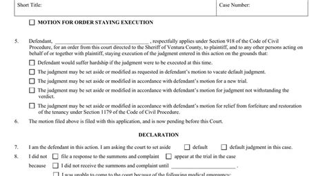 Ex parte application to set aside default california. .  Download the blank PDF and W...