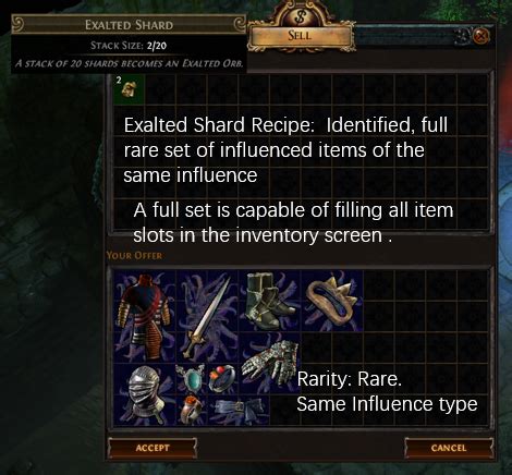 Exalted shard recipe not working.  Acc&eacute;dez &agrave; la page Goo...