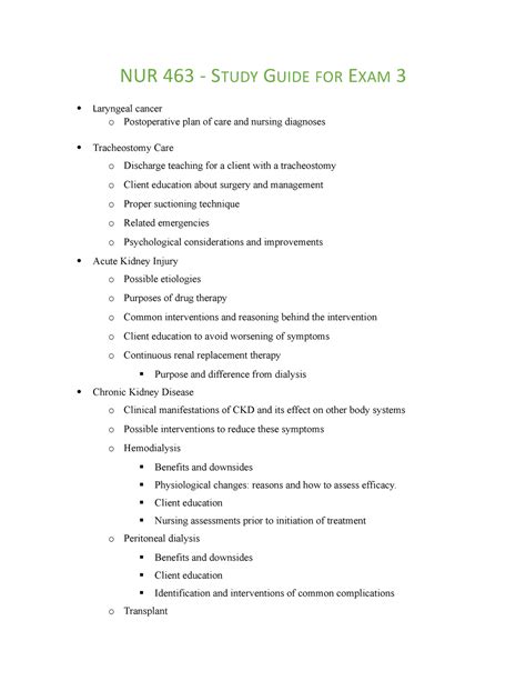 Exam 3 Study Guide Google Docs NUR 463 Study Guide for Exam 3