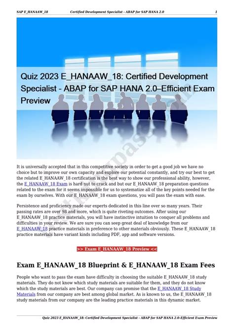 Exam E-HANAAW-18 Dump