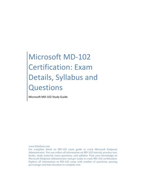 Exam MD-102 Syllabus