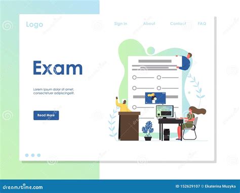 Exam Vector Website Landing Page Design Template Stock Vector