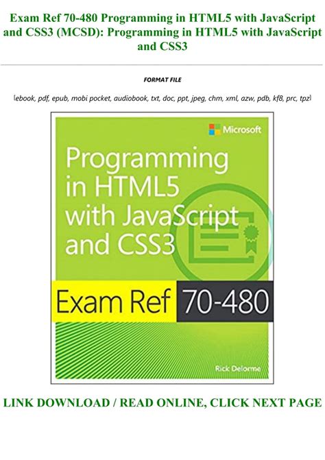 Read Online Exam Ref 70480 Programming In Html5 With Javascript And Css3 Mcsd Programming In Html5 With Javascript And Css3 By Rick Delorme