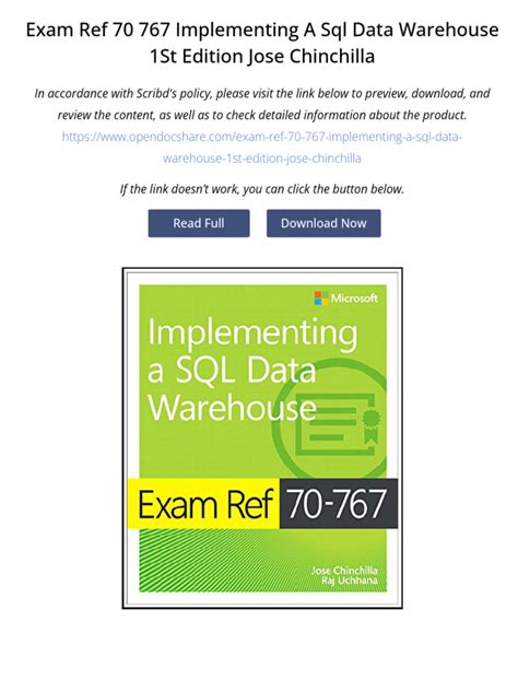 Read Online Exam Ref 70767 Implementing A Sql Data Warehouse By Jose Chinchilla