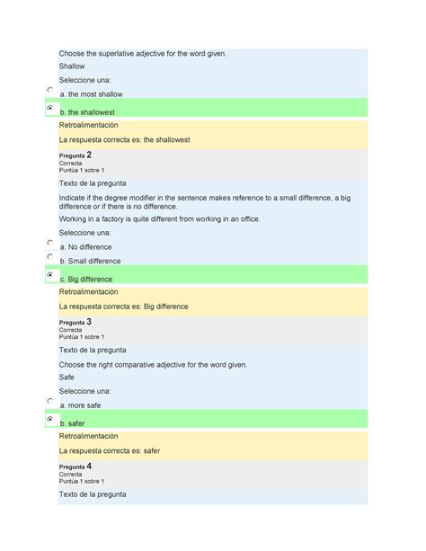 Examen 3 - para tu ayuda - Choose the superlative adjective