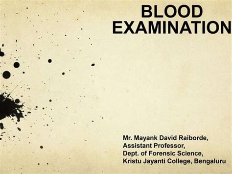 Examination of Blood PPT SlideShare.