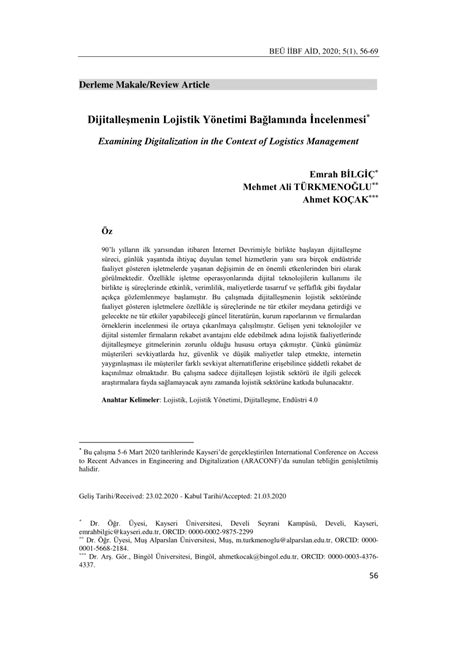 Examining Digitalization in the Context of Logistics Management.