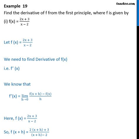 Example 19 Find derivative from first principle Class 11