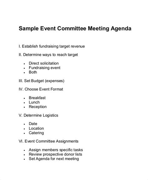 Example Agenda For Committee Meeting