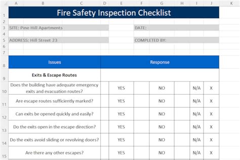 Example Fire Inspection checklist