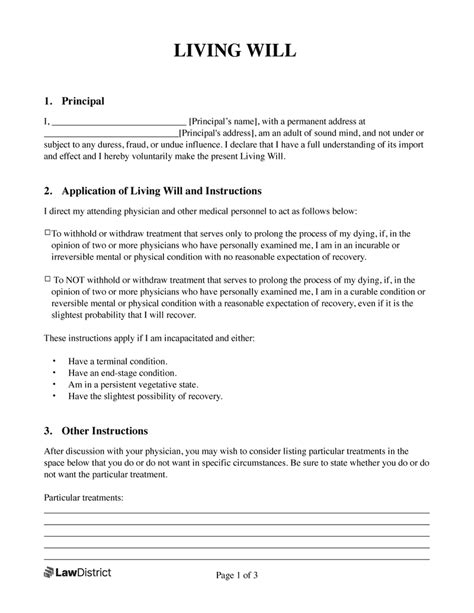 Example Free Printable Living Will Forms Printable Forms Free Online