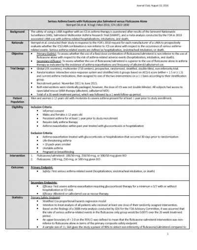 Example Journal Club Handout OEE Student Toolbox For Practicums