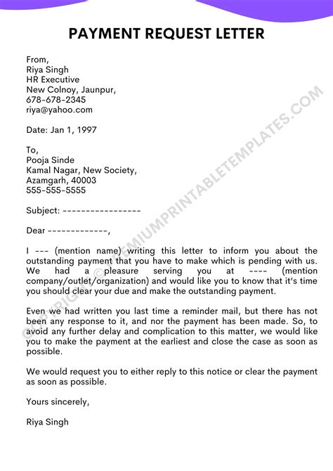 Example Letter Of Request For Payment schengen