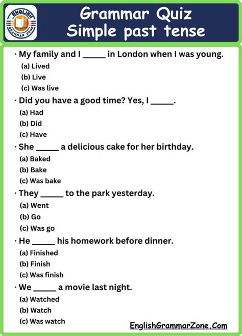 Example Multiple Choice Exercise About Past Tense