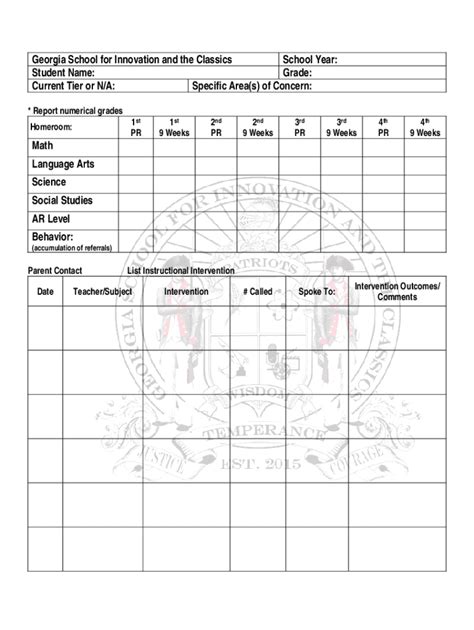 Example Of A Student Monitoring Form. in 2020 Business template