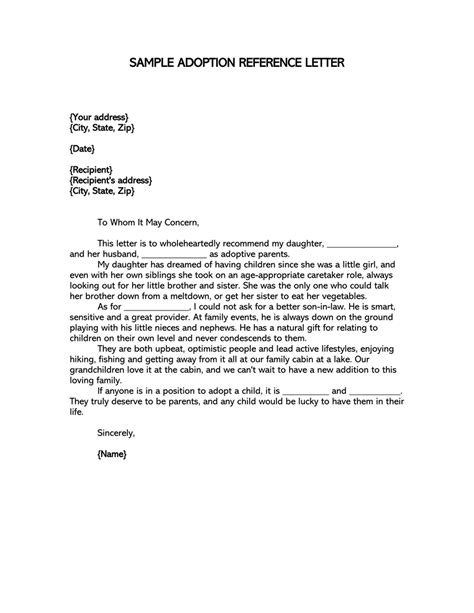 Example Of Character Reference Letter For Adoption