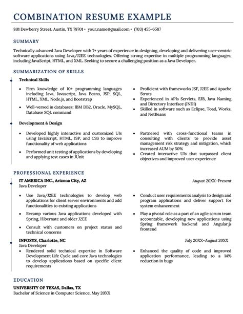 Example Of Combination Resume Format Resume Layout