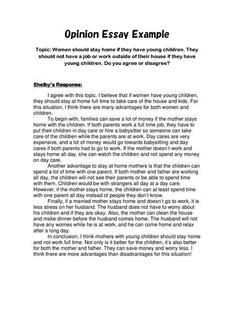 Example Opinion Essay
