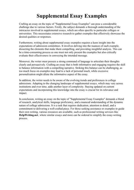 Example Supplemental Essays