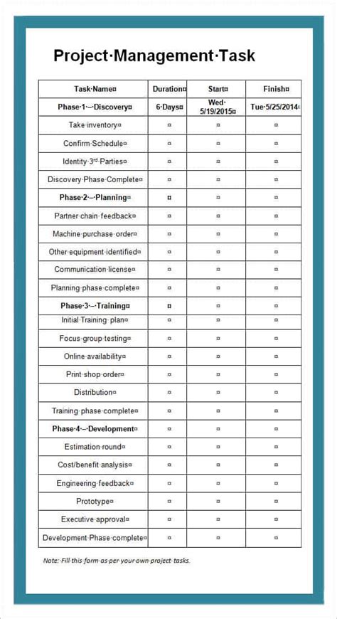 Example Task List Template Free Sample Microsoft Excel Template and